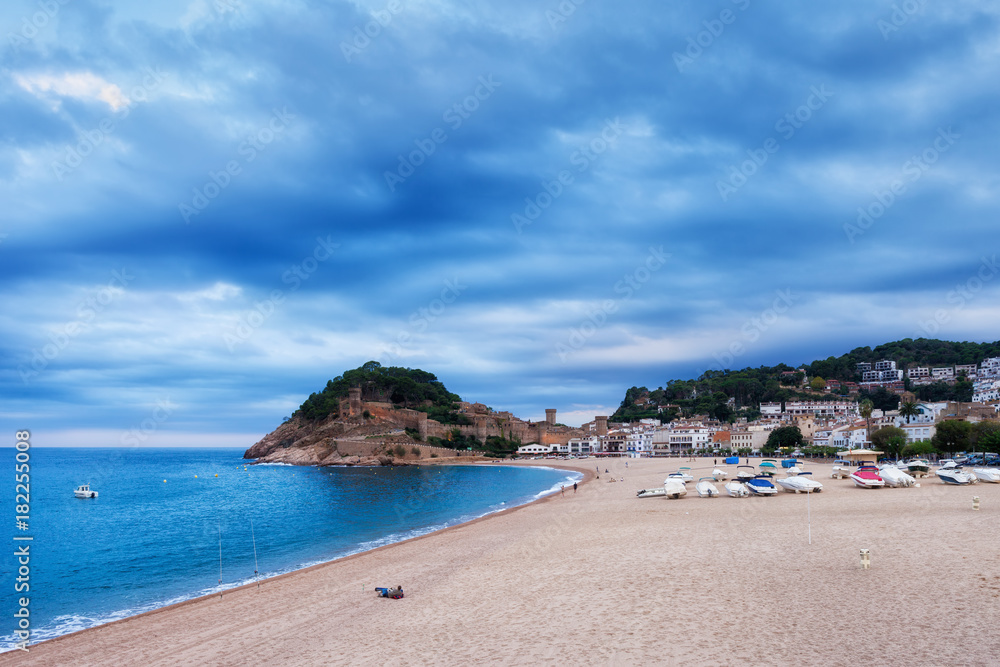 Beach in Resort Town of Tossa de Mar in Catalonia, Spain