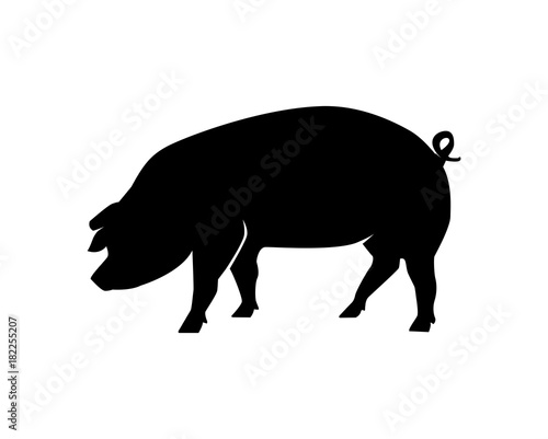 Black Animal Pig Illustration Logo Silhouette