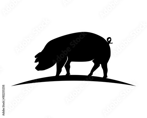 Black Animal Pig Illustration Logo Silhouette