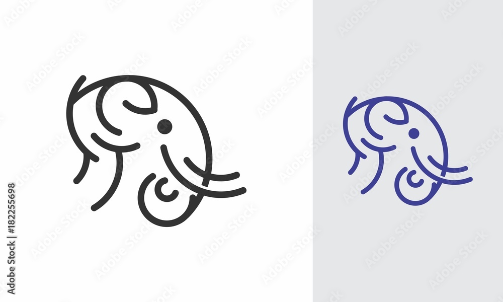 Naklejka premium monoline elephant