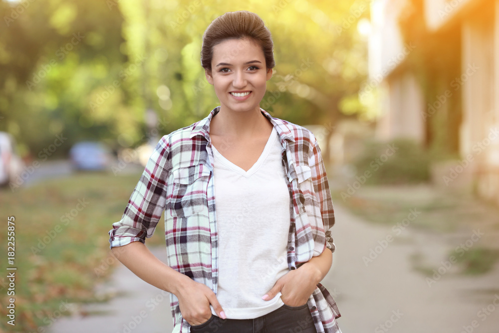 Portrait of beautiful young woman outdoors Portrait of beautiful young woman outdoors