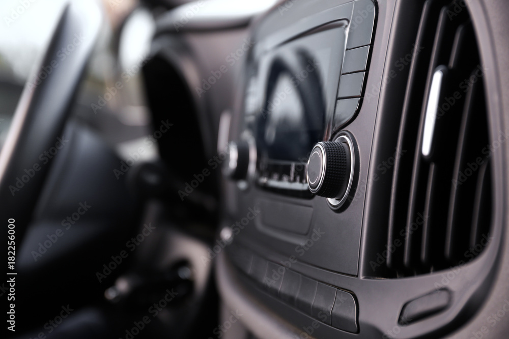 Modern car radio, closeup Modern car radio, closeup