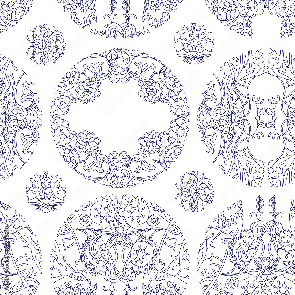 Seamless  lace pattern.  snowflakes with different size