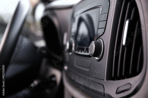Modern car radio, closeup