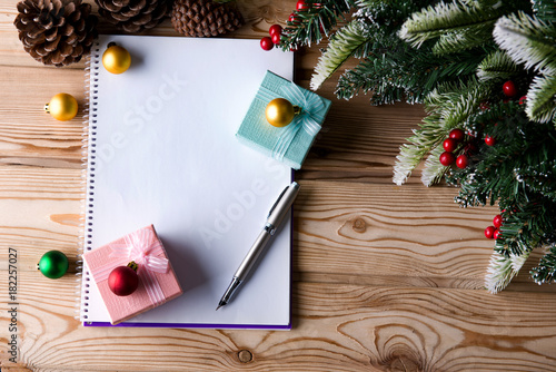 Blank message paper in christmas festive concept