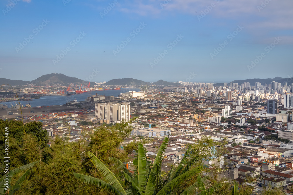 Fototapeta premium Aerial view of Santos City and Port of Santos - Santos, Sao Paulo, Brazil