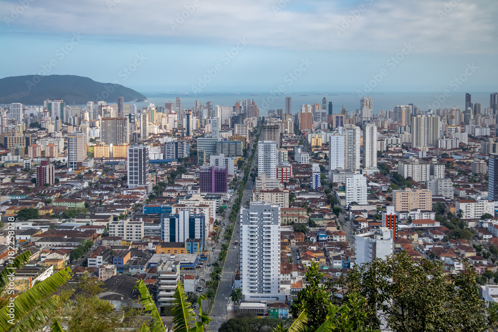 Fototapeta premium Aerial view of Santos City - Santos, Sao Paulo, Brazil