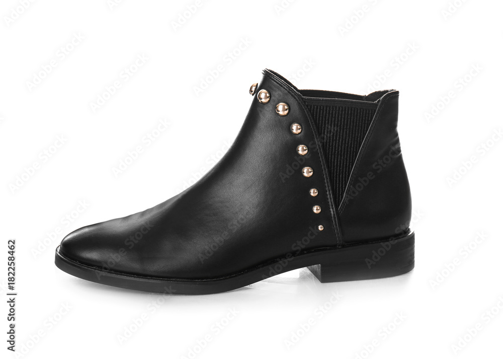 Black female boot on white background Black female boot on white background