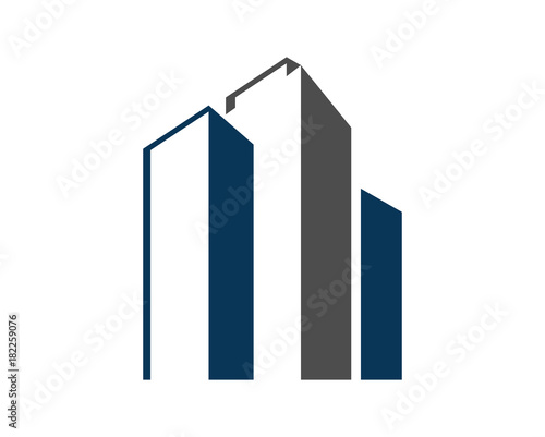 Simple Skyscrapers Commercial Building in Line Logo Icon 