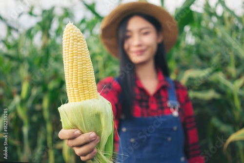 Happy farmer in the corn field