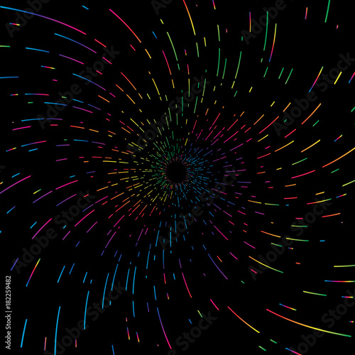 Color spectrum spiral design black hole space warp concept graphic element