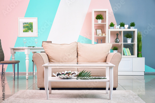 Living room interior with c...