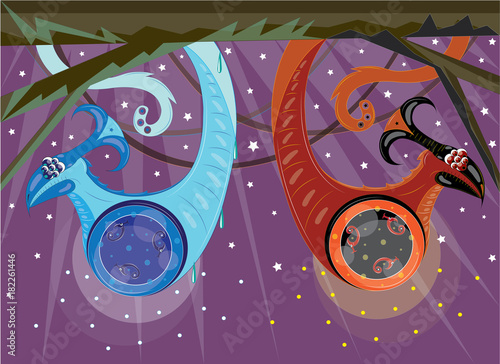 Two alien snakes ice and fire