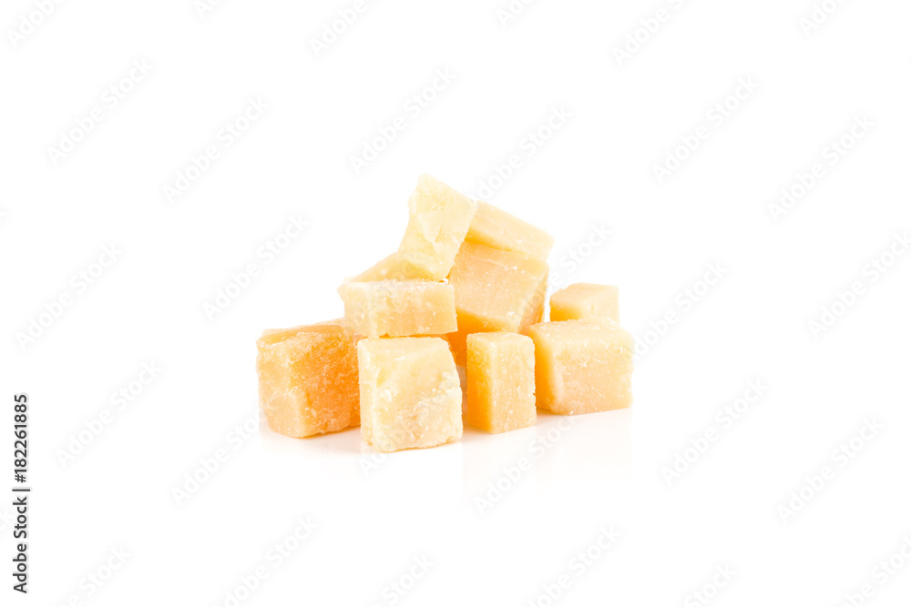 Parmesan cheese on white background Parmesan cheese on white background
