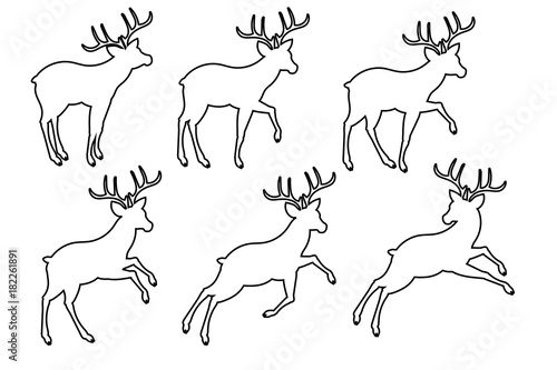 Deer stencil  pattern for santa claus harness  christmas decor .Vector illustration.