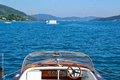Motorboat on the lake Worth in Austria