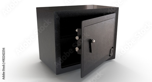 3D rendering - black security safe isolated on a white background.