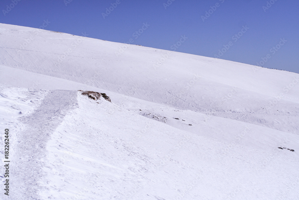 snow in lessinia, alpine mountains in veneto
