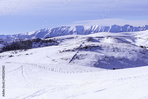 snow in lessinia, alpine mountains in veneto