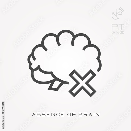 Line icon absence of brain photo