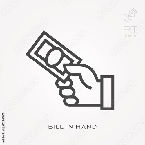 Line icon bill in hand