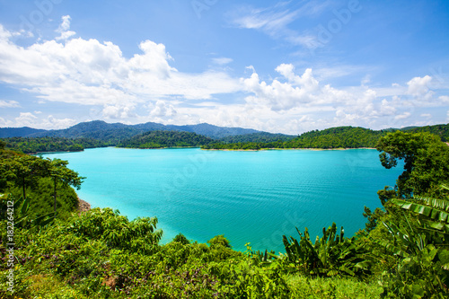 lake in deep mountain forest of Ratchaprapa Dam Chaew Lan Dam Surat Thani Thailand