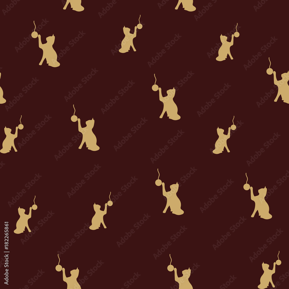vector Cats and Ball of wool seamless pattern eps10