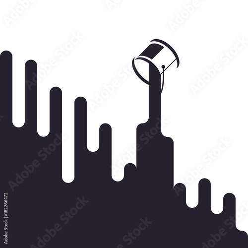 Black ink dripping from can. Background. Vector