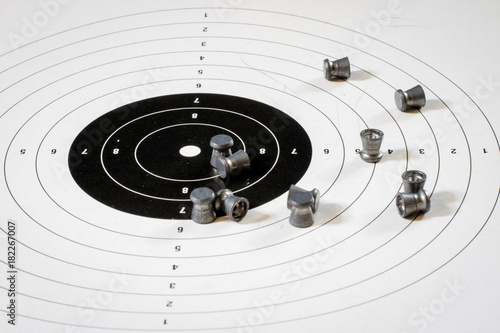 shooting, pneumatic weapon with shield and shotgun at the shooting range