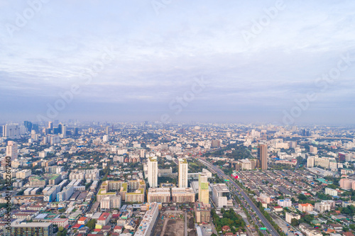 Urban building of Bangkok skyline morning sun rise © themorningglory