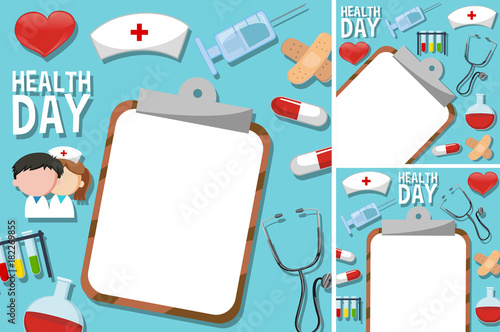 Health day poster with medical elements