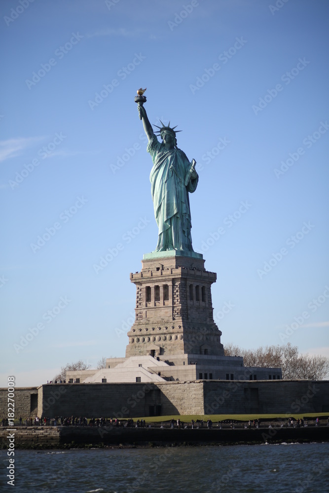 The Statue of Liberty on Ellis Island in New York City Photographed from the Hudson River