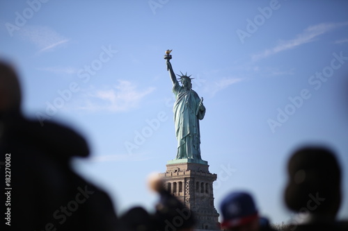 Obraz na plátne The Statue of Liberty on Ellis Island in New York City Photographed from the Hud