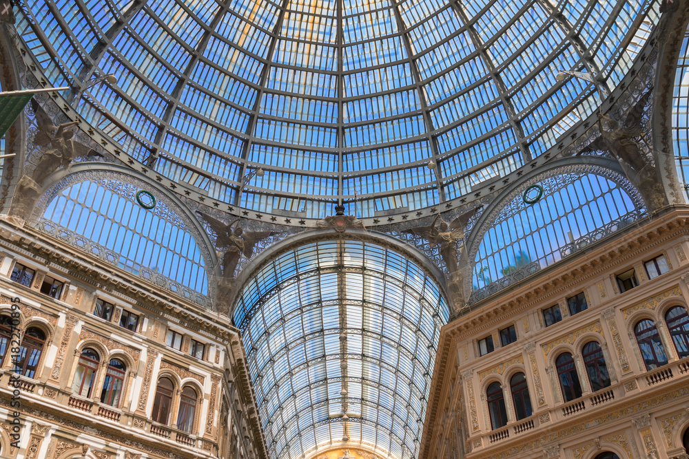 Galleria Umberto I, public shopping roofed street of XIXc. in Naples, Italy