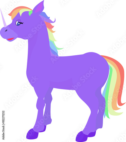 Vector illustration of Funny unicorn. Isolated on white background.