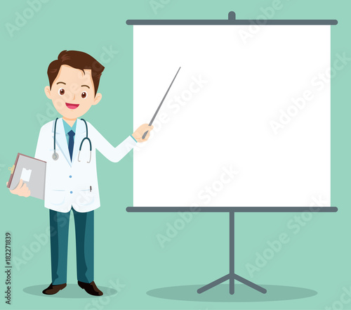 Smart doctor presenting with Projector