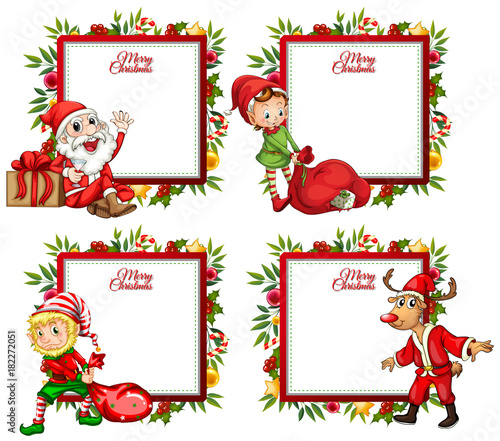 Four border template with santa and elf