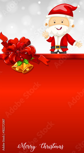 Santa and bells on christmas card template