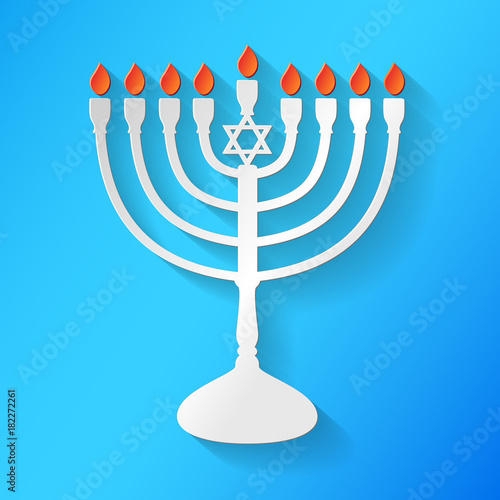 Jewish candlestick - icon of menorah. Vector.