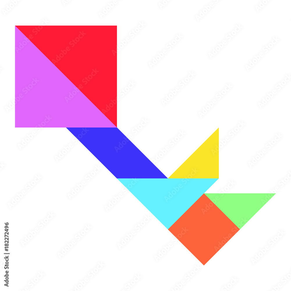 Color tangram in key shape on whtie background (Vector) Color tangram in key shape on whtie background (Vector)