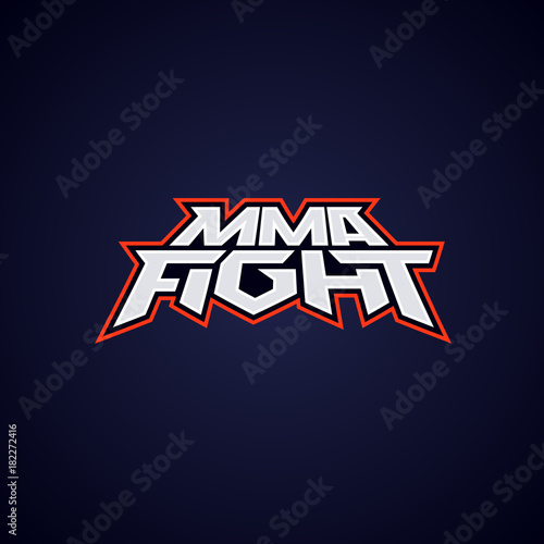 MMA fight logo. Mixed martial arts vector logotype. Mix fight logo template