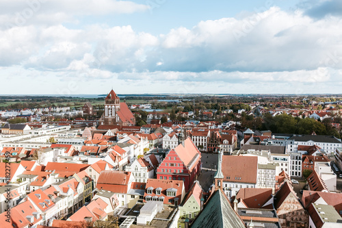 Panoramablick auf die Hansestadt Greifswald vom Dom aus