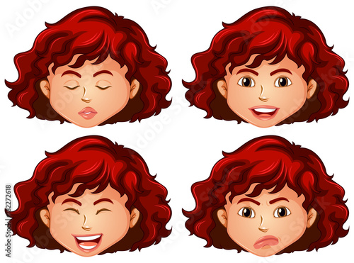 Girl with four different emotions