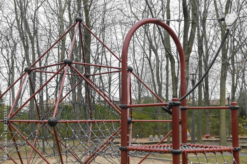 Modern children playground in park in Canada Modern children playground in park in Canada
