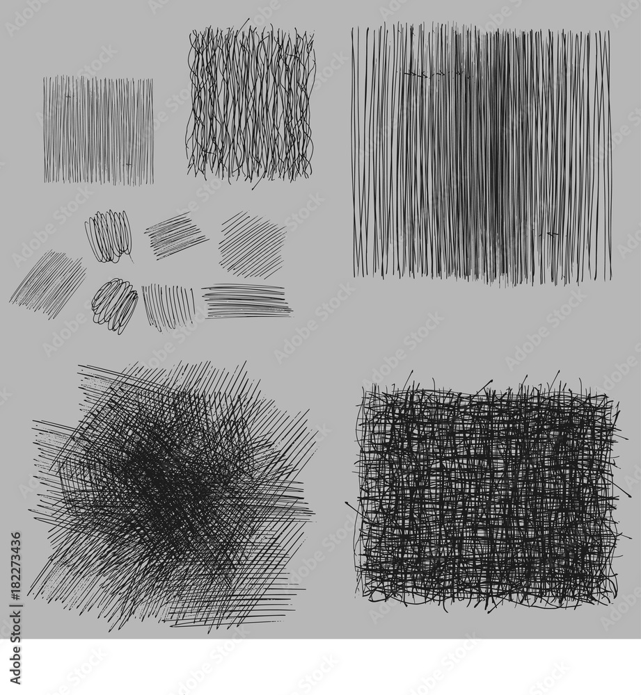 grunge rough hatching drawing textures set. vector illustration - obrazy, fototapety, plakaty 