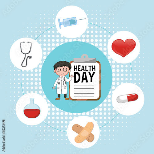 Doctor and medical elements for health day