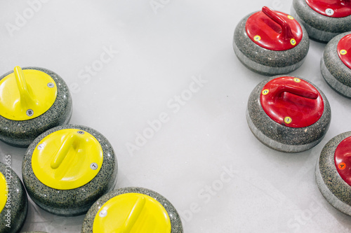 Billede på lærred Granite stones for curling game. Sport equipment