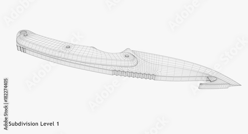 3D rendering - wire-frame gut knife isolated on white background. © Vladyslav Popovych