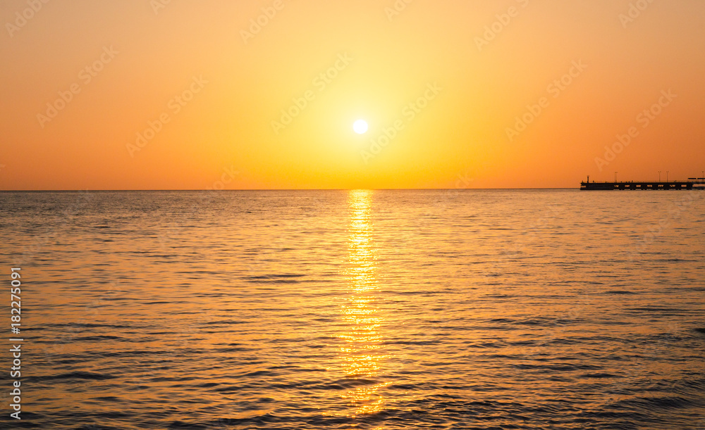 sunset sea toned