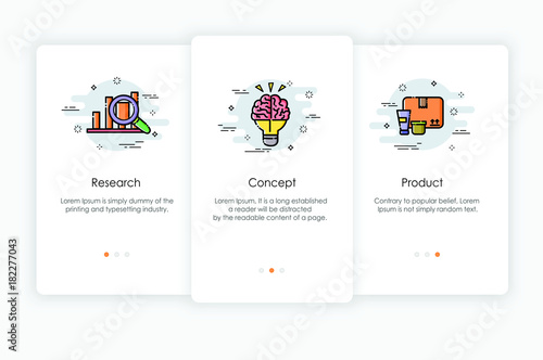 Onboarding screens design in marketing concept. Modern and simplified vector illustration, Template for mobile apps.